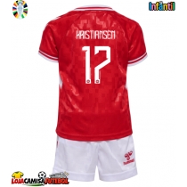 Camisa de Futebol Dinamarca Victor Kristiansen #17 Equipamento Principal Infantil Europeu 2024 Manga Curta (+ Calças curtas)